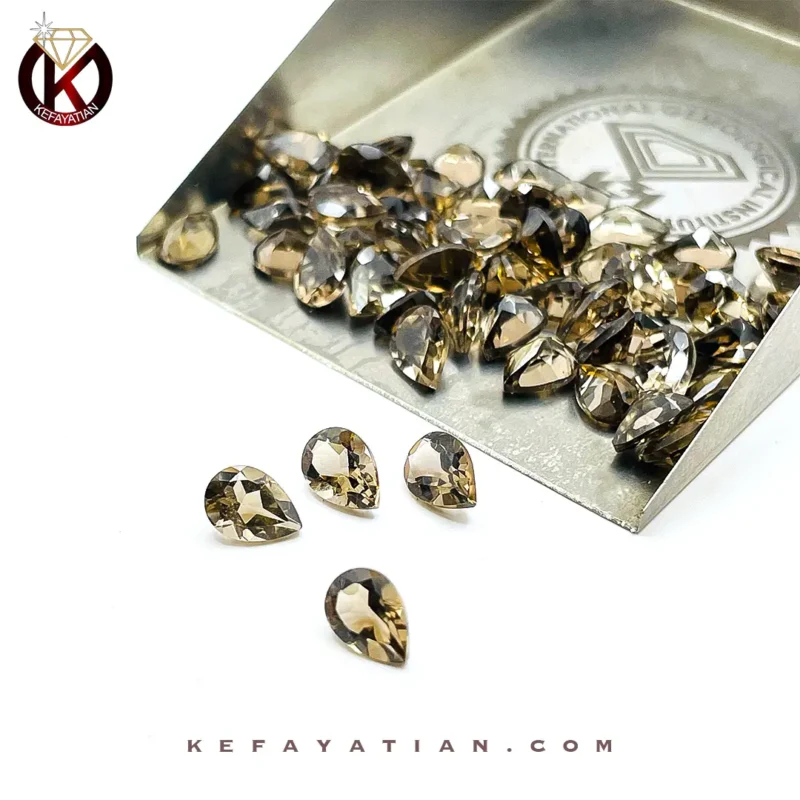 کوارتز دودی تراش pear faceted کد 12