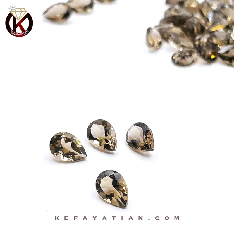 کوارتز دودی تراش pear faceted کد 12