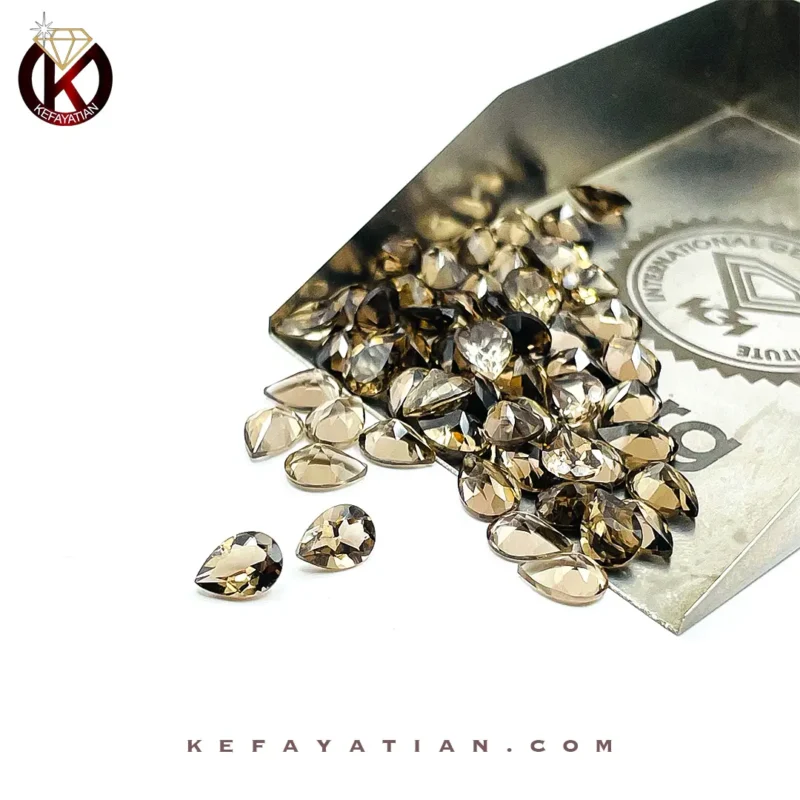 کوارتز دودی تراش اشک faceted کد 1