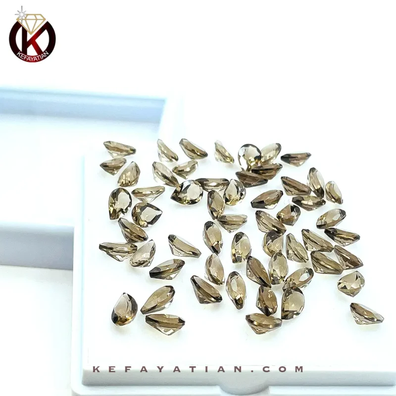 کوارتز دودی تراش اشک faceted کد 1