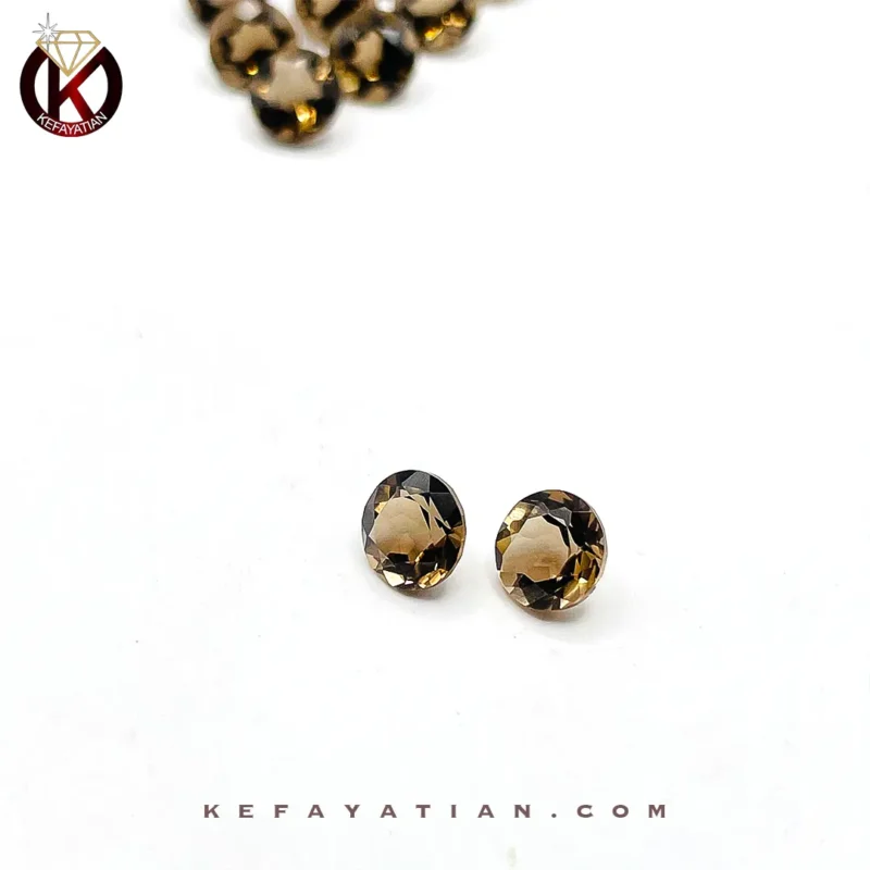 کوارتز دودی تراش faceted round کد 27