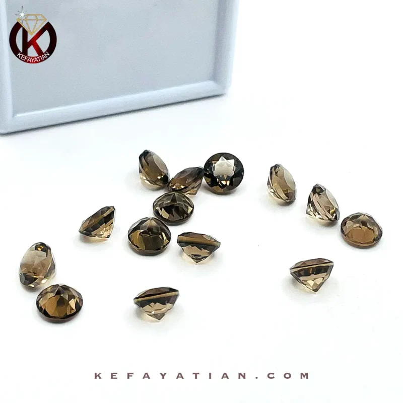 کوارتز دودی تراش faceted round کد 27