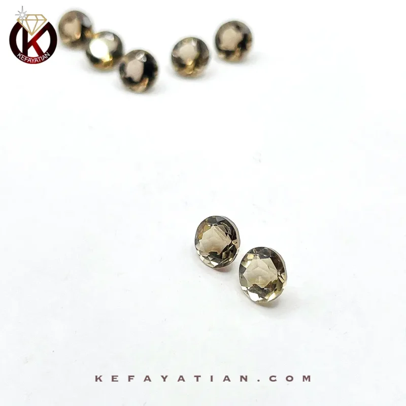 کوارتز دودی تراش round faceted کد 28