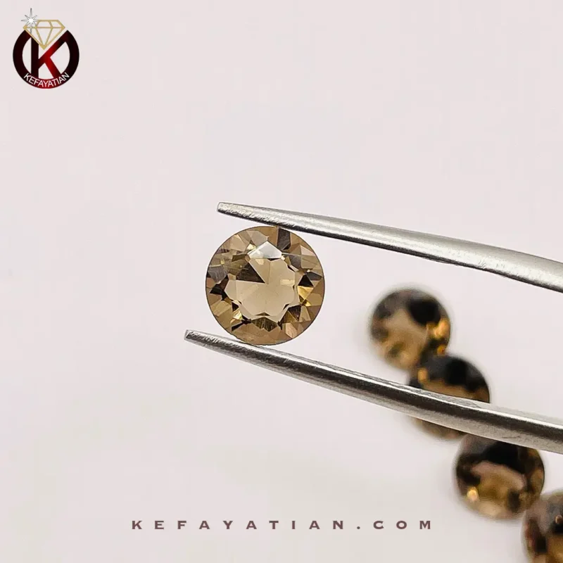 کوارتز دودی تراش round faceted کد 33