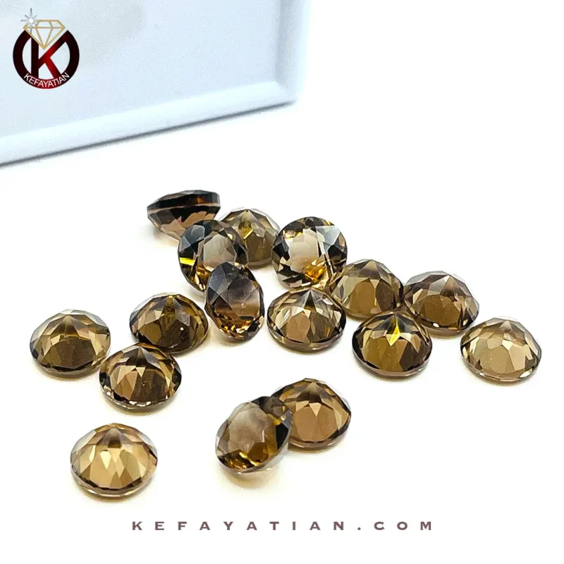 کوارتز دودی تراش round faceted کد 33