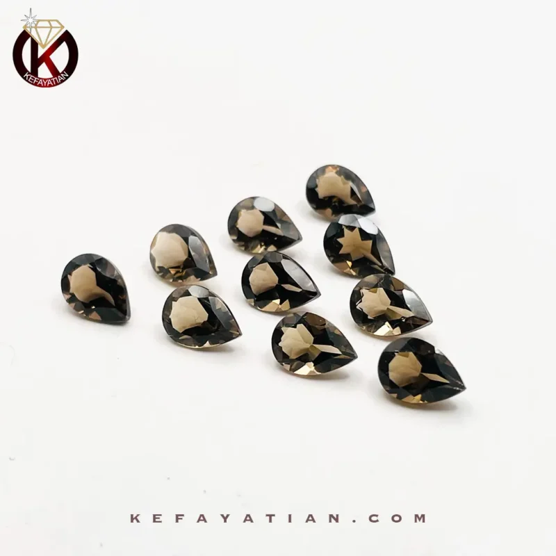 کوارتز دودی تراش pear faceted کد 13