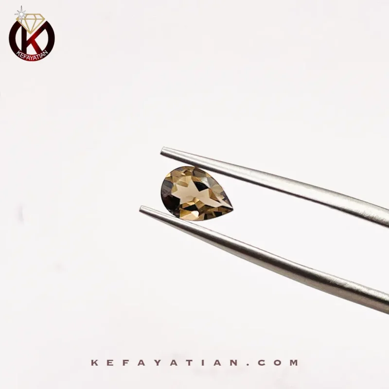 کوارتز دودی تراش pear faceted کد 13