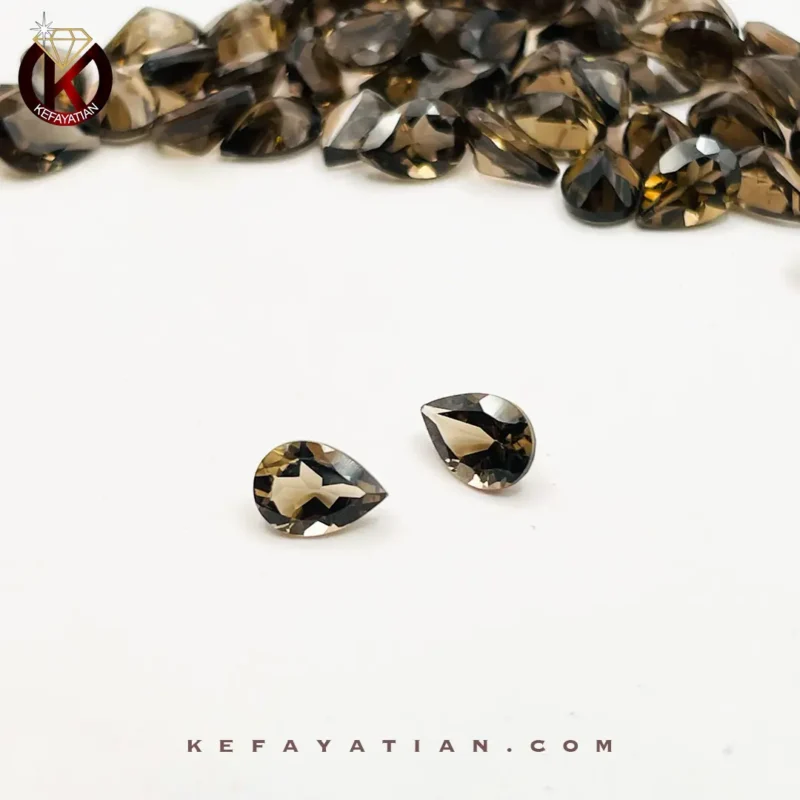 کوارتز دودی تراش pear faceted کد 13