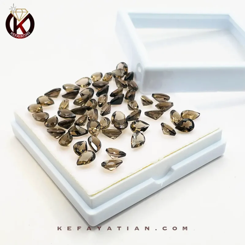 کوارتز دودی تراش pear faceted کد 13