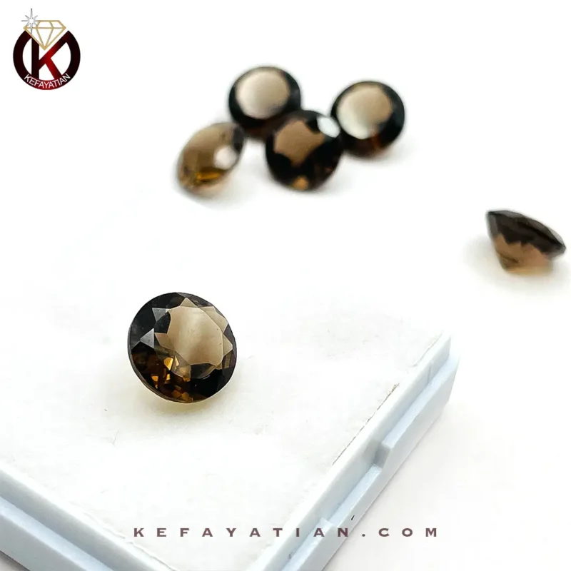 کوارتز دودی تراش round fancy کد 34