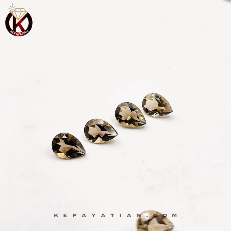 کوارتز دودی تراش pear faceted کد 35