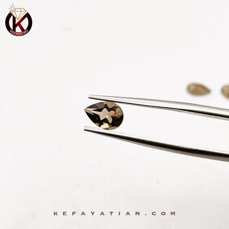 کوارتز دودی تراش pear faceted کد 35