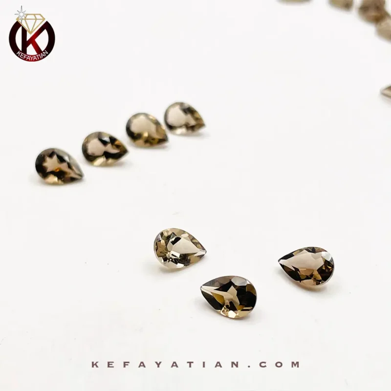 کوارتز دودی تراش pear faceted کد 35