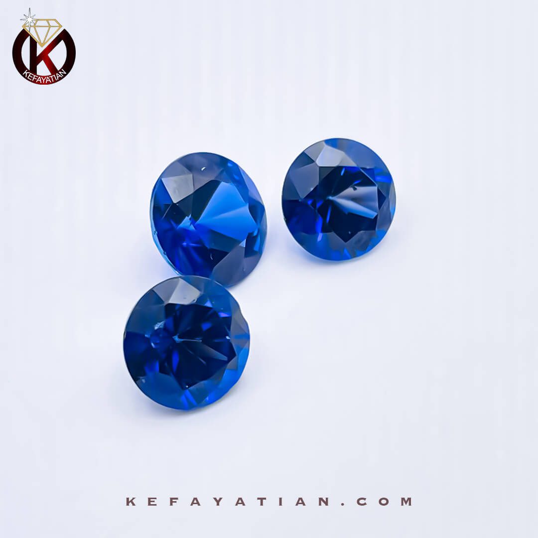 نیمست یاقوت کبود synthetic گرد تراش Facet