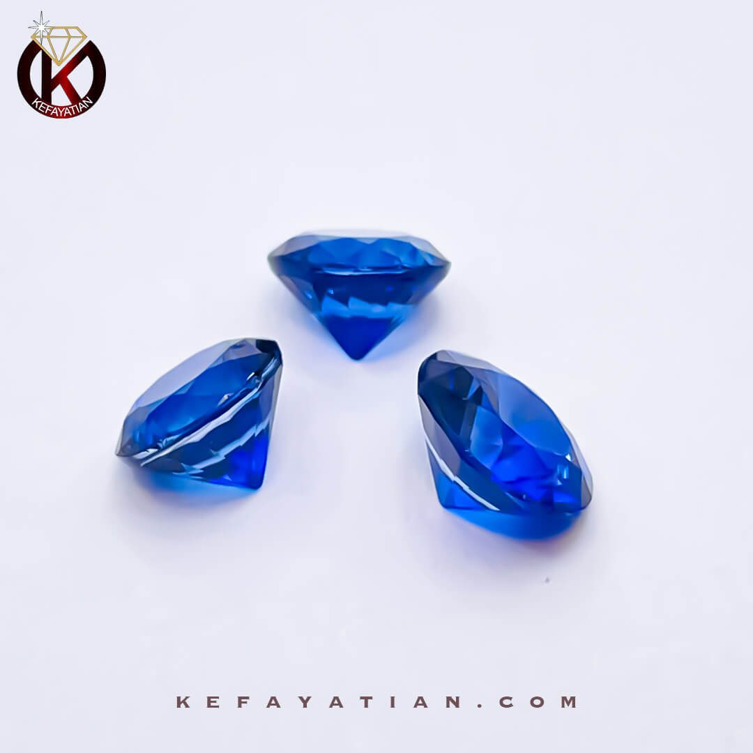 نیمست یاقوت کبود synthetic گرد تراش Facet